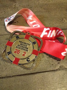 Here's my medal from the Rehoboth Beach Seashore Marathon this year. If you sign up for 12 hours on New Year's Eve, you can get a $15 discount for the marathon or half marathon. (Vanessa Junkin photo)