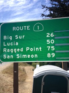 I took this picture after I finished the race in Carmel. As you can see, Big Sur is 26.2 miles away — someone added the ".2." (Vanessa Junkin photo)