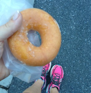 Halfway through my run on National Doughnut Day, I ate this Krispy Kreme doughnut. (Vanessa Junkin photo)