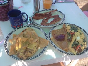 The Loco Leprechaun and Greek omelets that we ordered from the Bayside Skillet are shown here. (Vanessa Junkin photo)