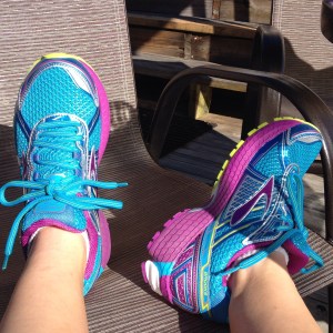 These are my new shoes after my first run in them this week. I stuck with my go-to Brooks Adrenaline, but I love the colors! (Vanessa Junkin photo)