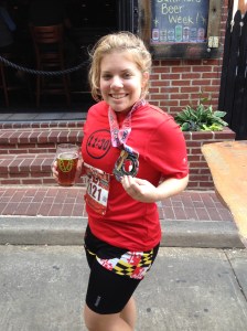 Here I am outside Abbey Burger Bistro after finishing the 2015 Baltimore Marathon, with my medal. (Michael Piorunski photo)