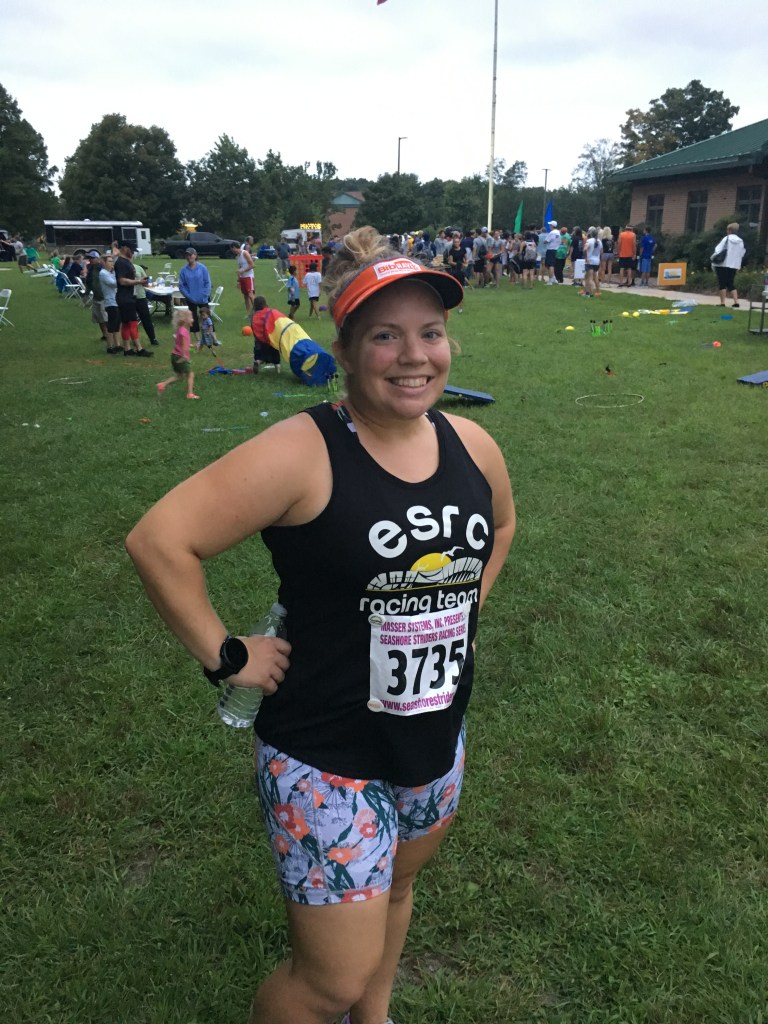 Vanessa Junkin poses after the Run, White and Blue 5K