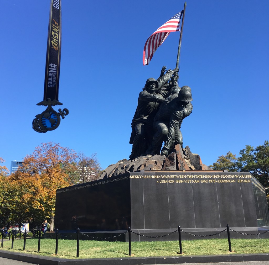 Medal hanging next to the U.S. Marine Corps War Memorial.