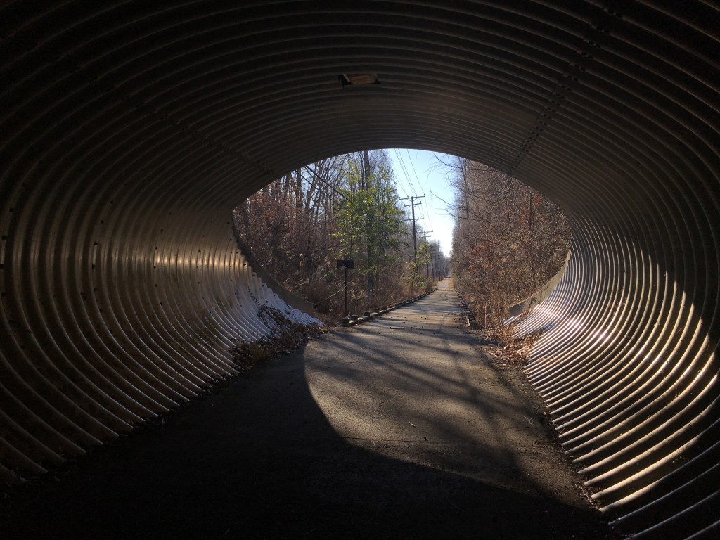 View from inside tunnel on WB&A Trail. 