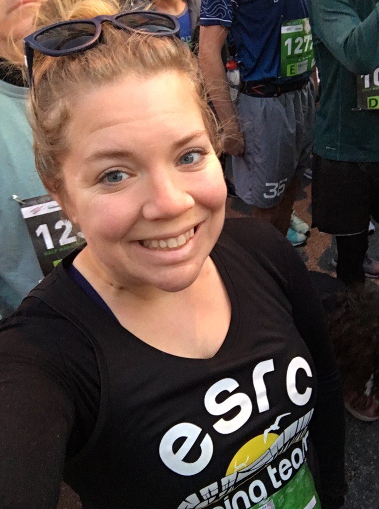 Selfie of Vanessa Junkin in race corral.