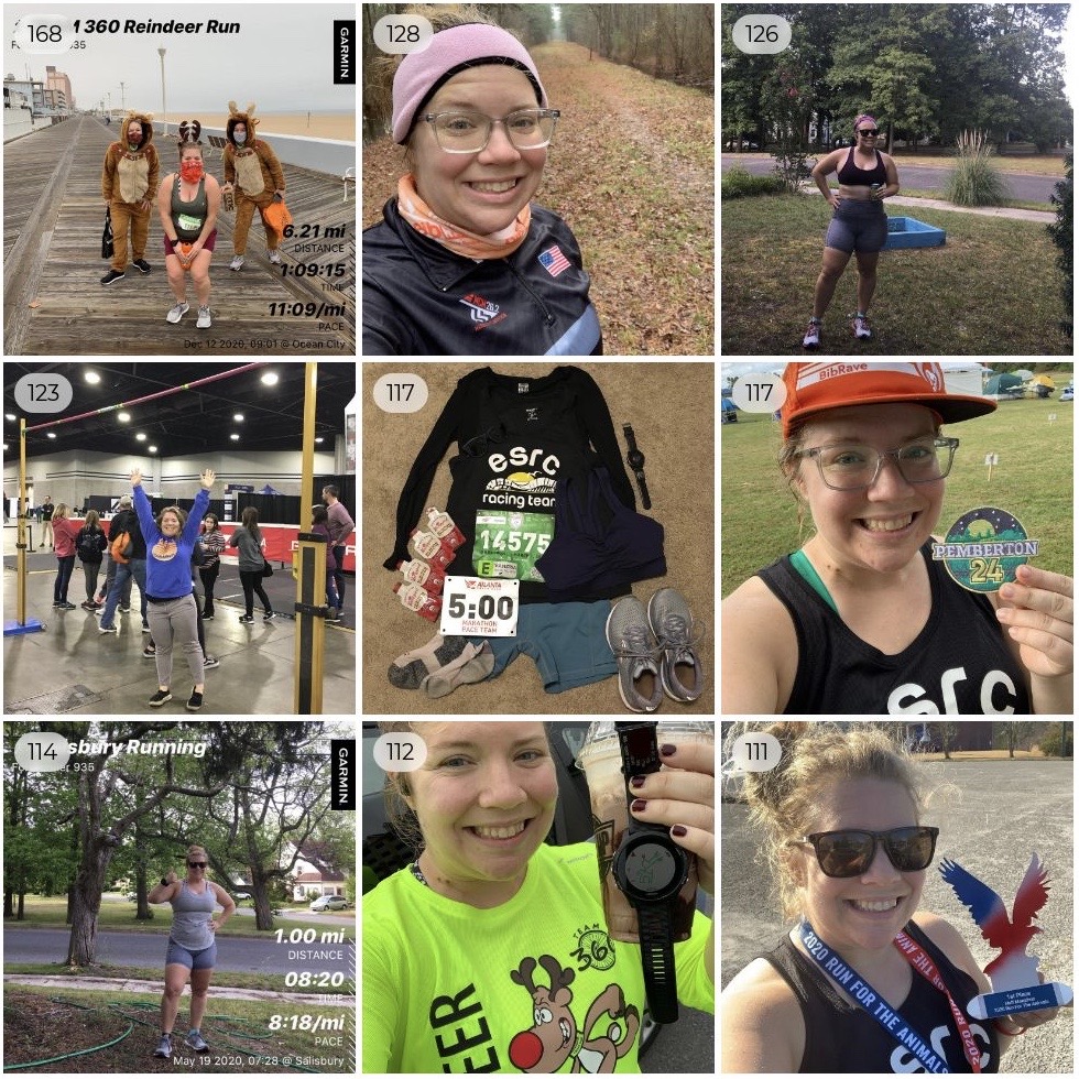 Top Nine photo showing nine different running-related photos in a square.