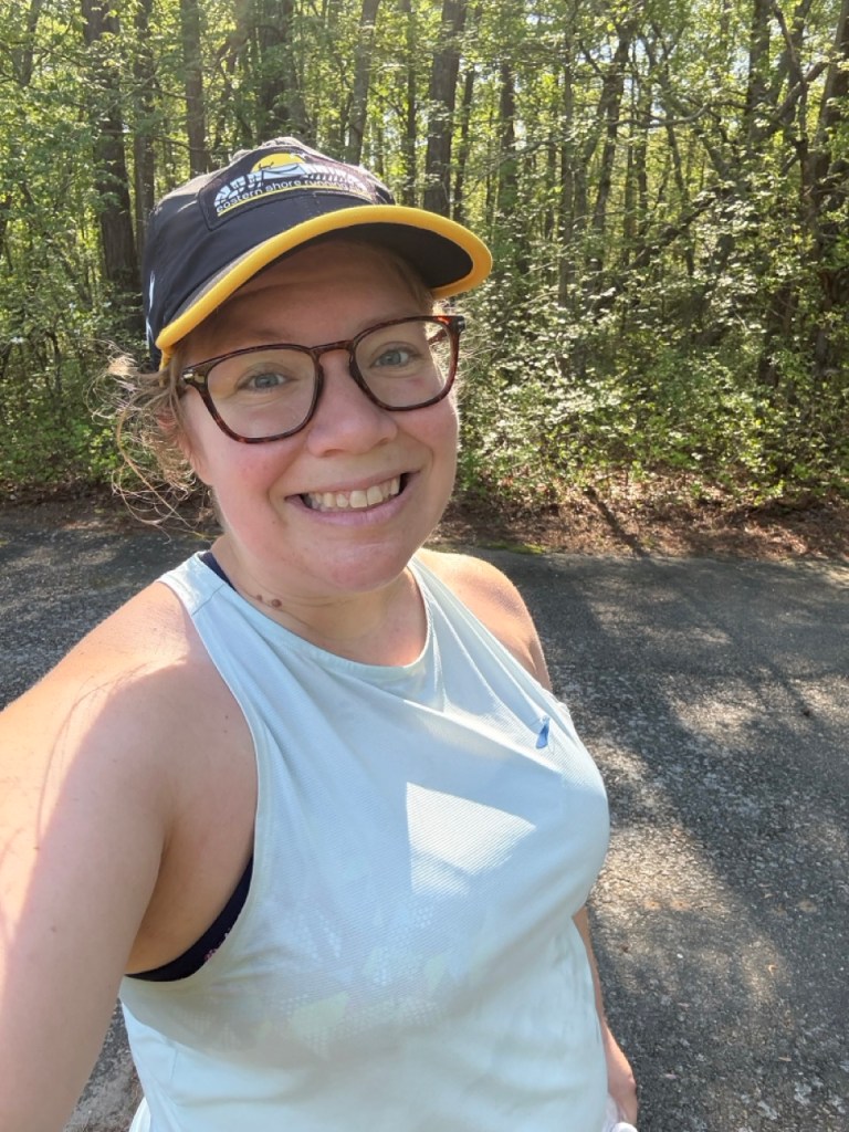 Selfie of female runner after race.
